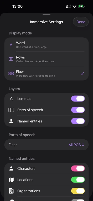 Immersive settings